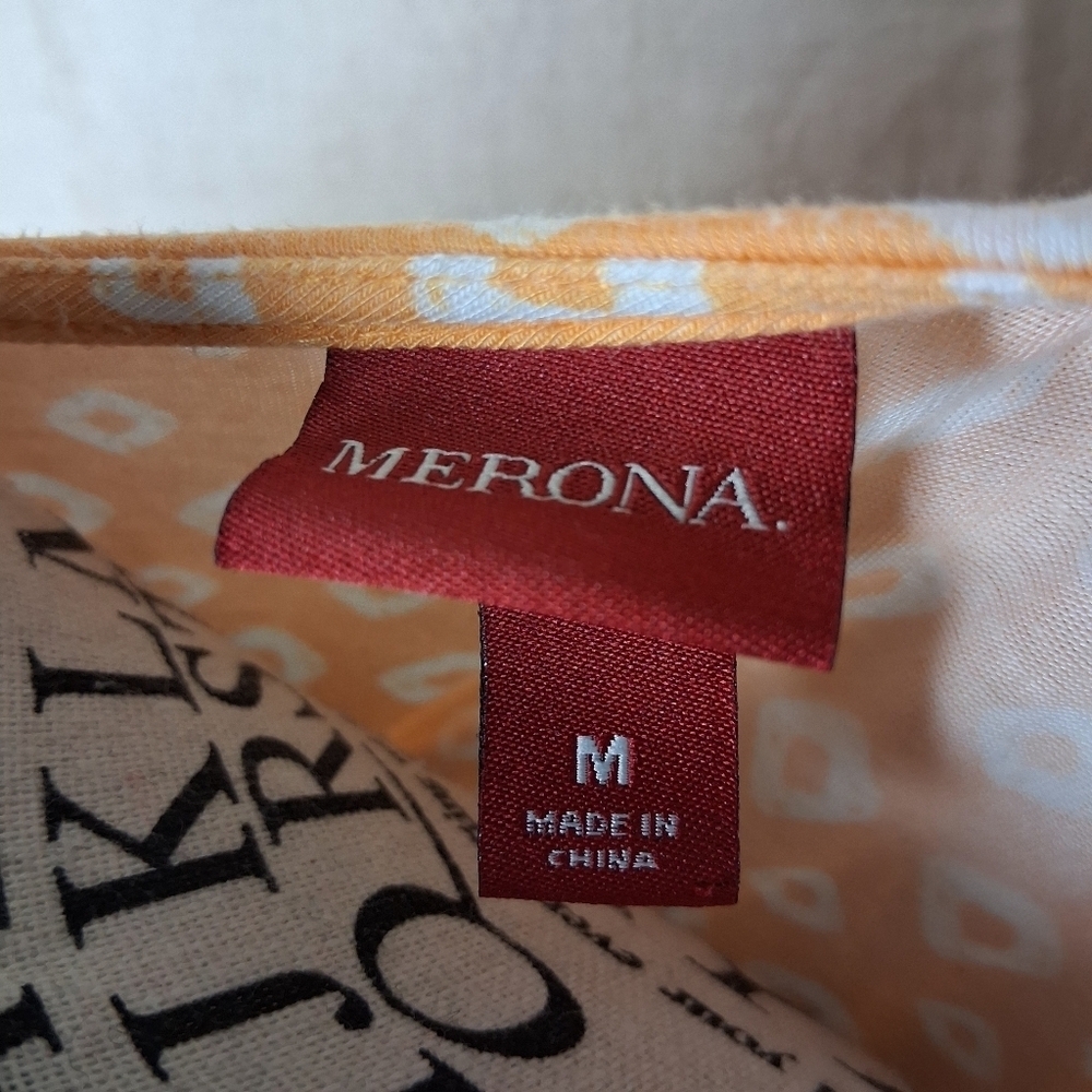 Merona Midi Dress Medium Floral Orange and White - Picture 5 of 6